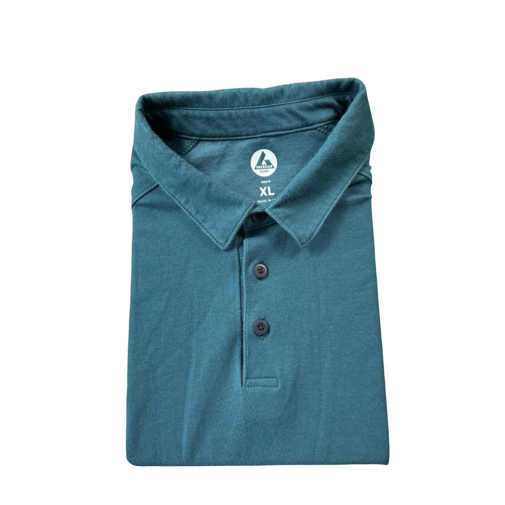 American Giant Green Cotton Blend Short Sleeve Mens Polo Shirt Size XL